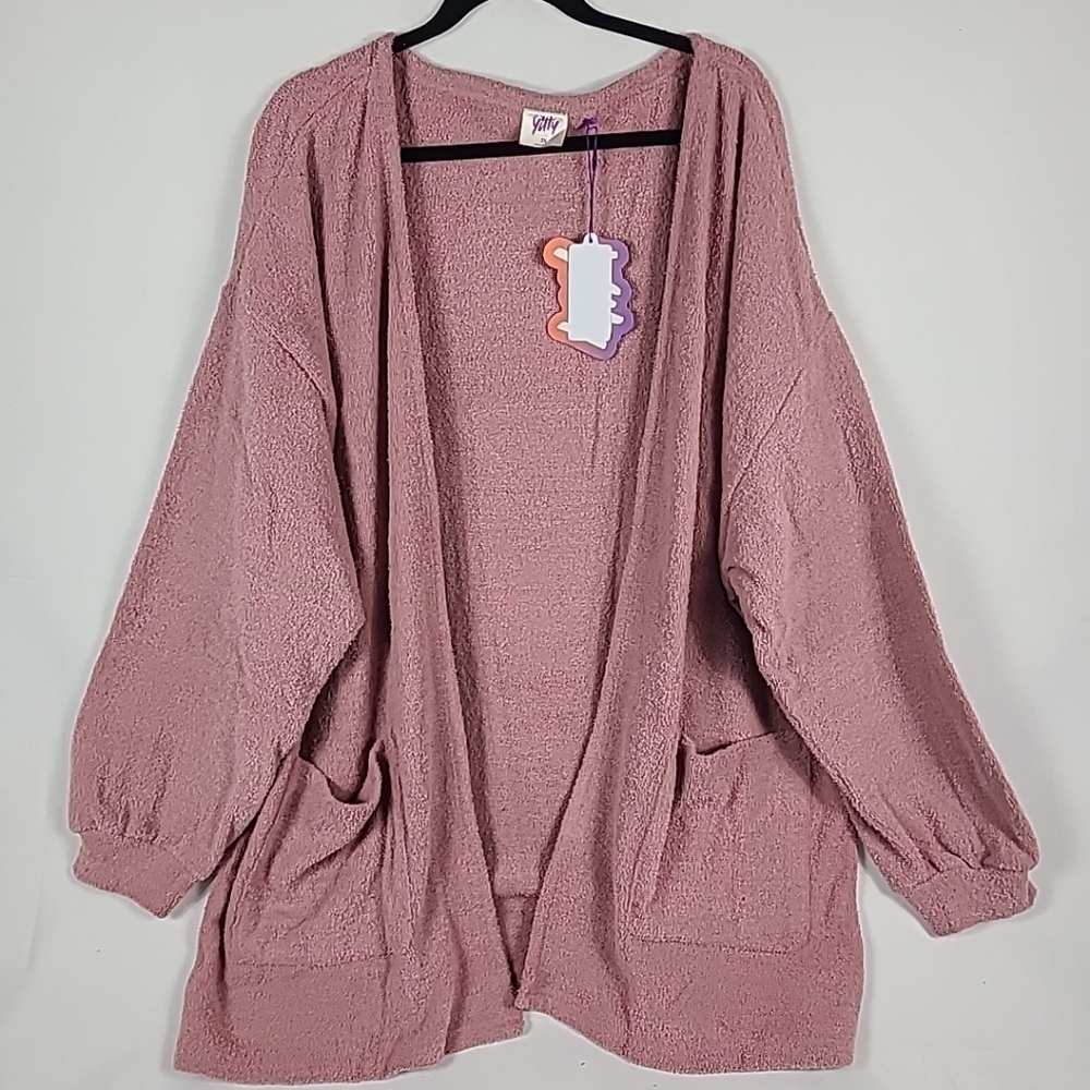 NEW Yitty Pet Me Women's Cardigan Sweater Mauve Sz 3x SUPER SOFT Pockets MSRP$90